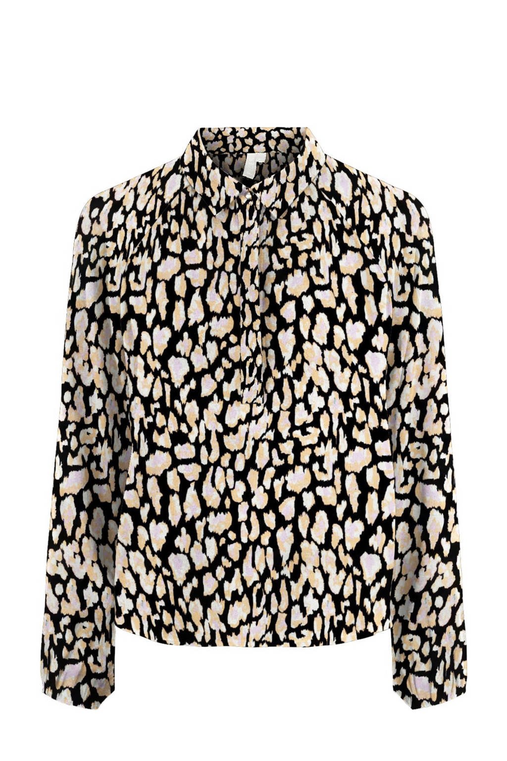 PIECES blouse met all over print zwart, Zwart
