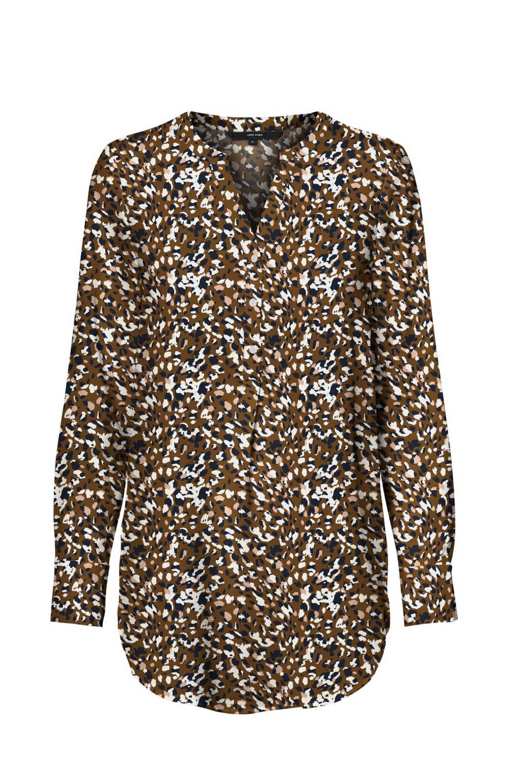 VERO MODA blouse met all over print bruin, Bruin