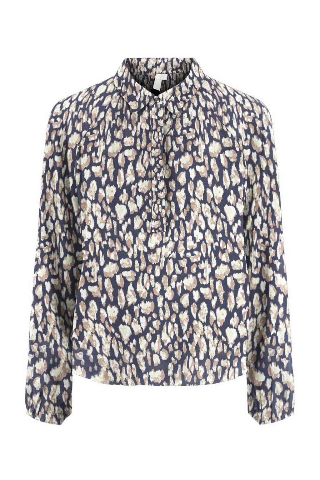 PIECES blouse met all over print blauw, Blauw