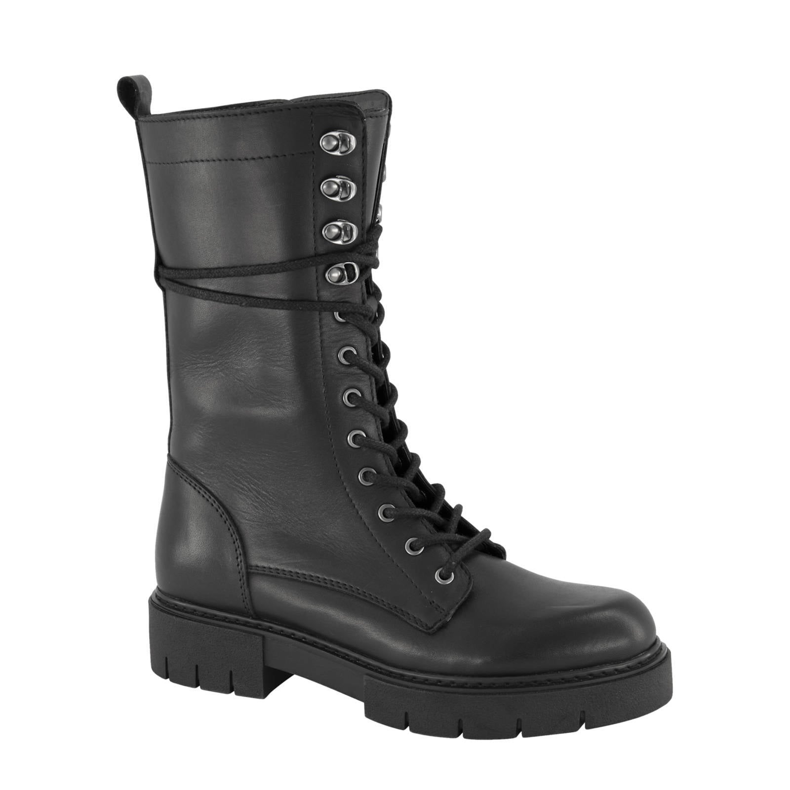 Oxmox leren veterboots zwart | wehkamp