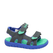 thumbnail: Grijs en blauwe jongens Timberland Perkins Row sandalen van imitatieleer met klittenband