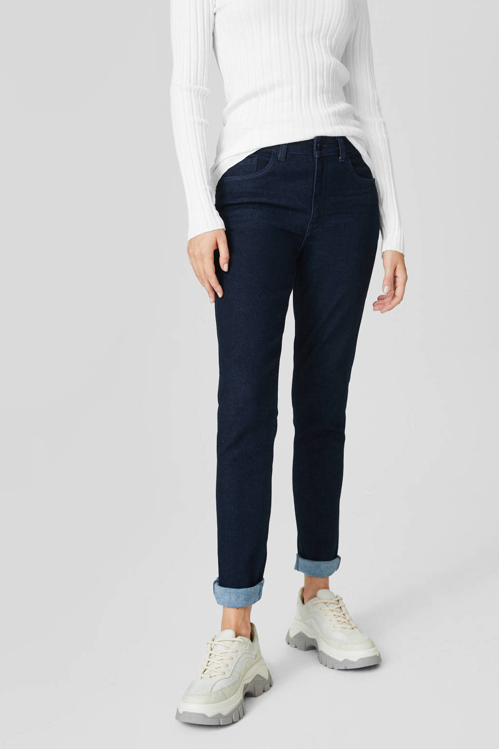 C&A The Denim high waist skinny jeans met biologisch katoen donkerblauw, Donkerblauw