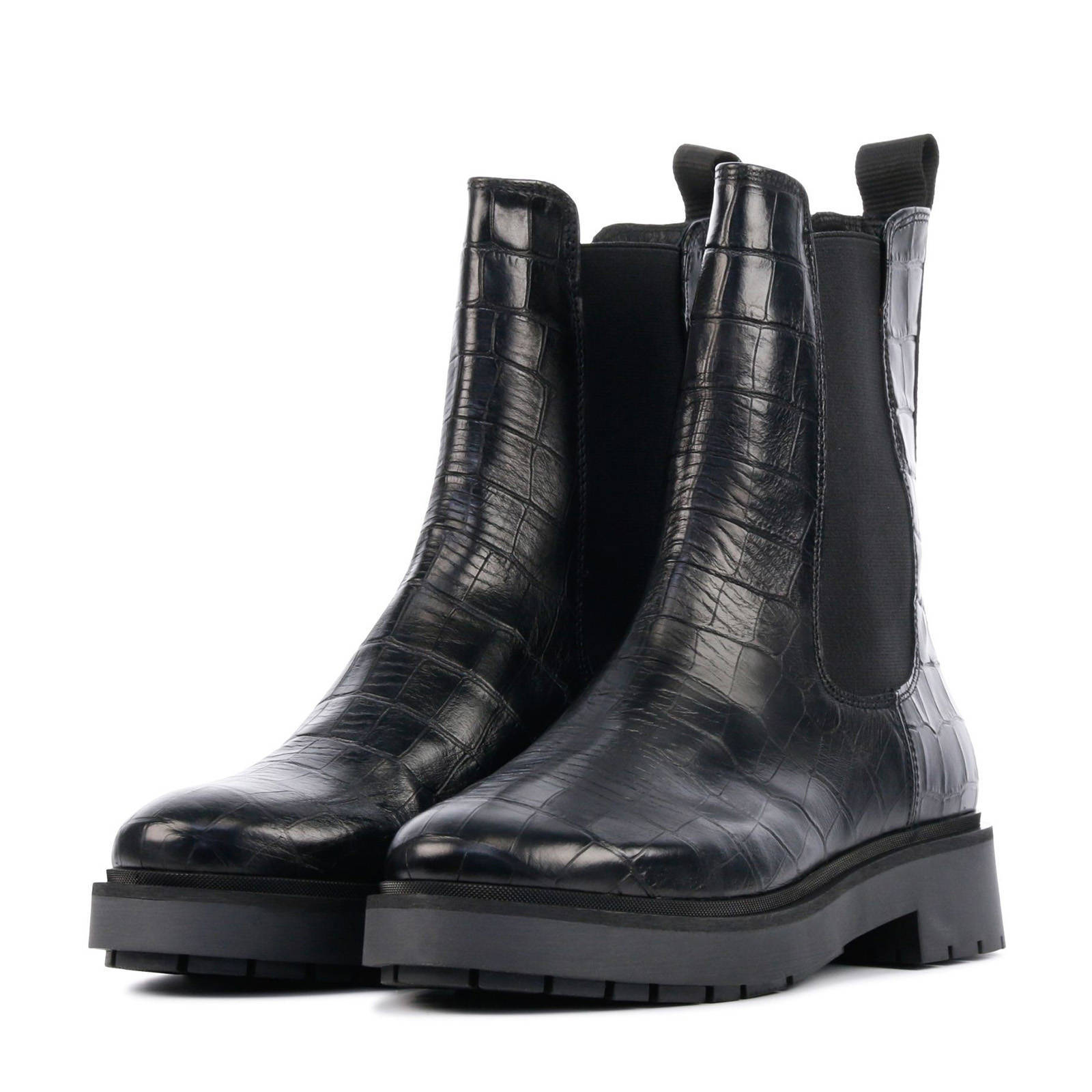 Via Vai 5505032 hoge leren chelsea boots crocoprint zwart | wehkamp