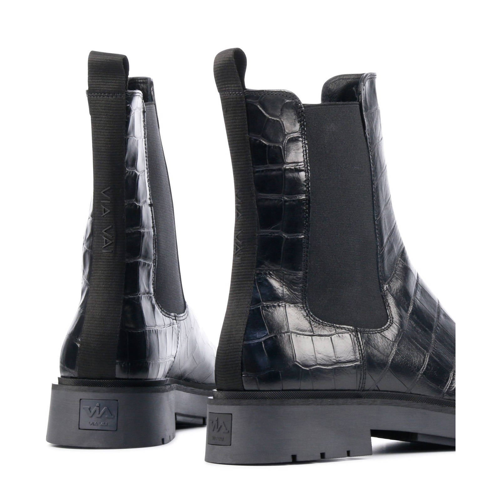 Via Vai 5505032 hoge leren chelsea boots crocoprint zwart | wehkamp