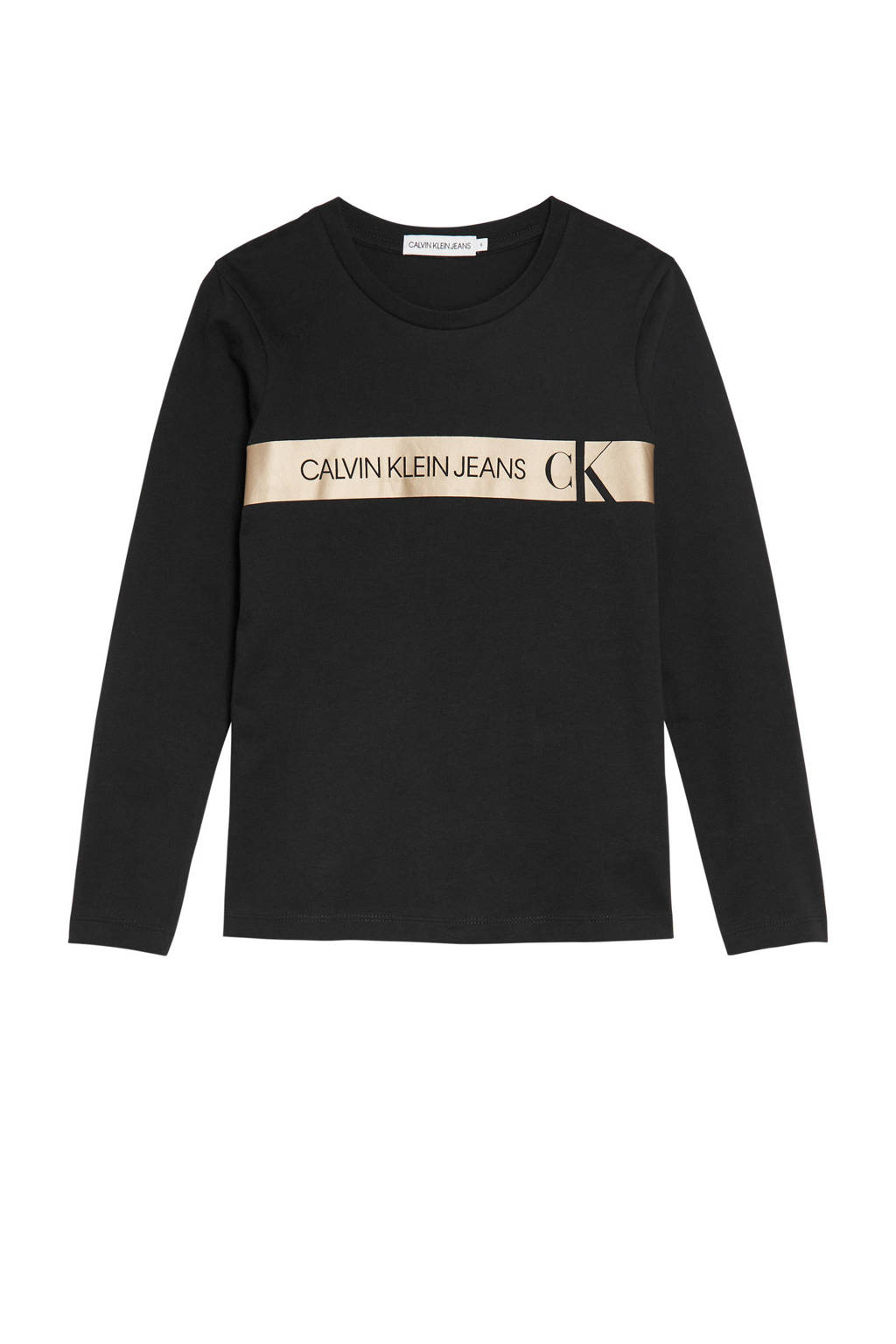 CALVIN KLEIN JEANS longsleeve van biologisch katoen zwart/goud, Zwart/goud