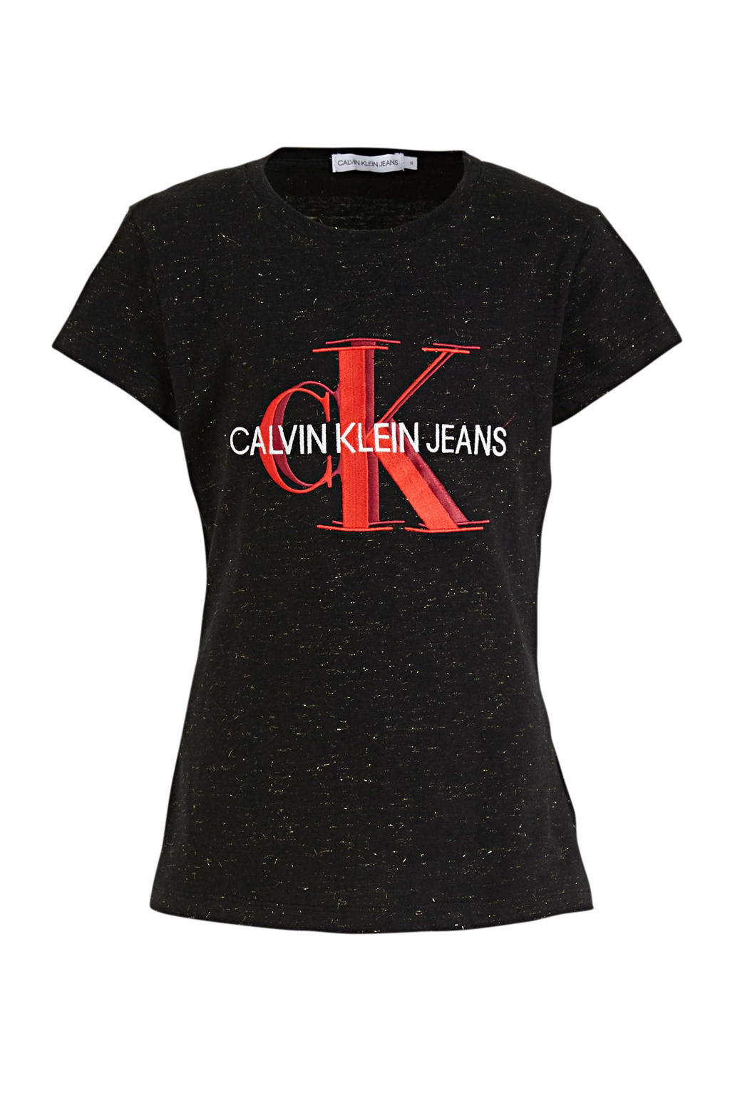 Calvin Klein Jeans T Shirt Van Biologisch Katoen Zwartroodwit Wehkamp 7851