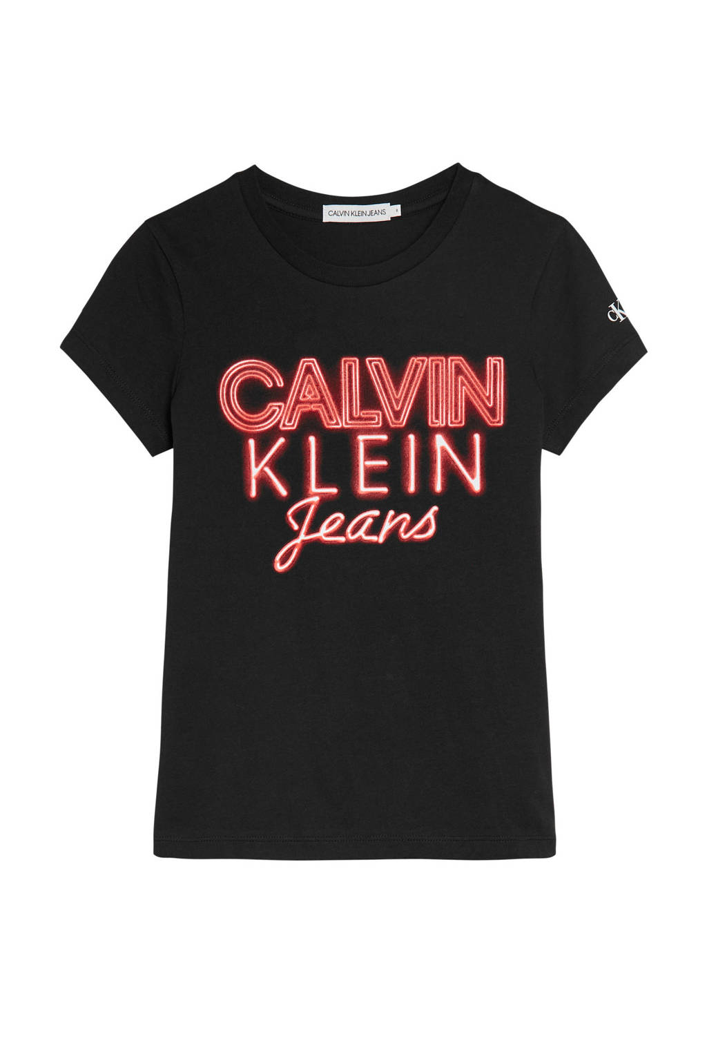 CALVIN KLEIN JEANS T-shirt van biologisch katoen zwart/rood, Zwart/rood