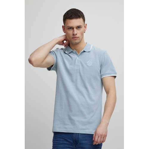 Blend slim fit polo BHNATE met contrastbies lichtblauw afbeelding