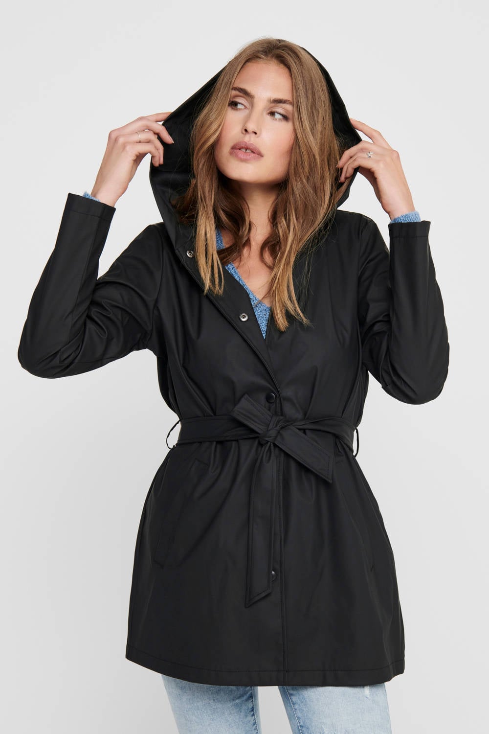 zwarte dames regenjas