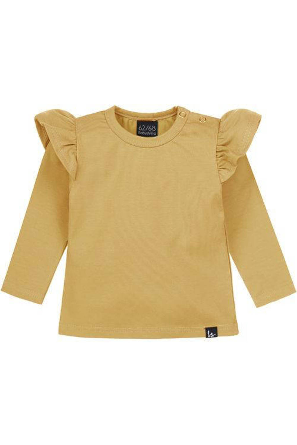 Babystyling longsleeve met ruches okergel, Okergel