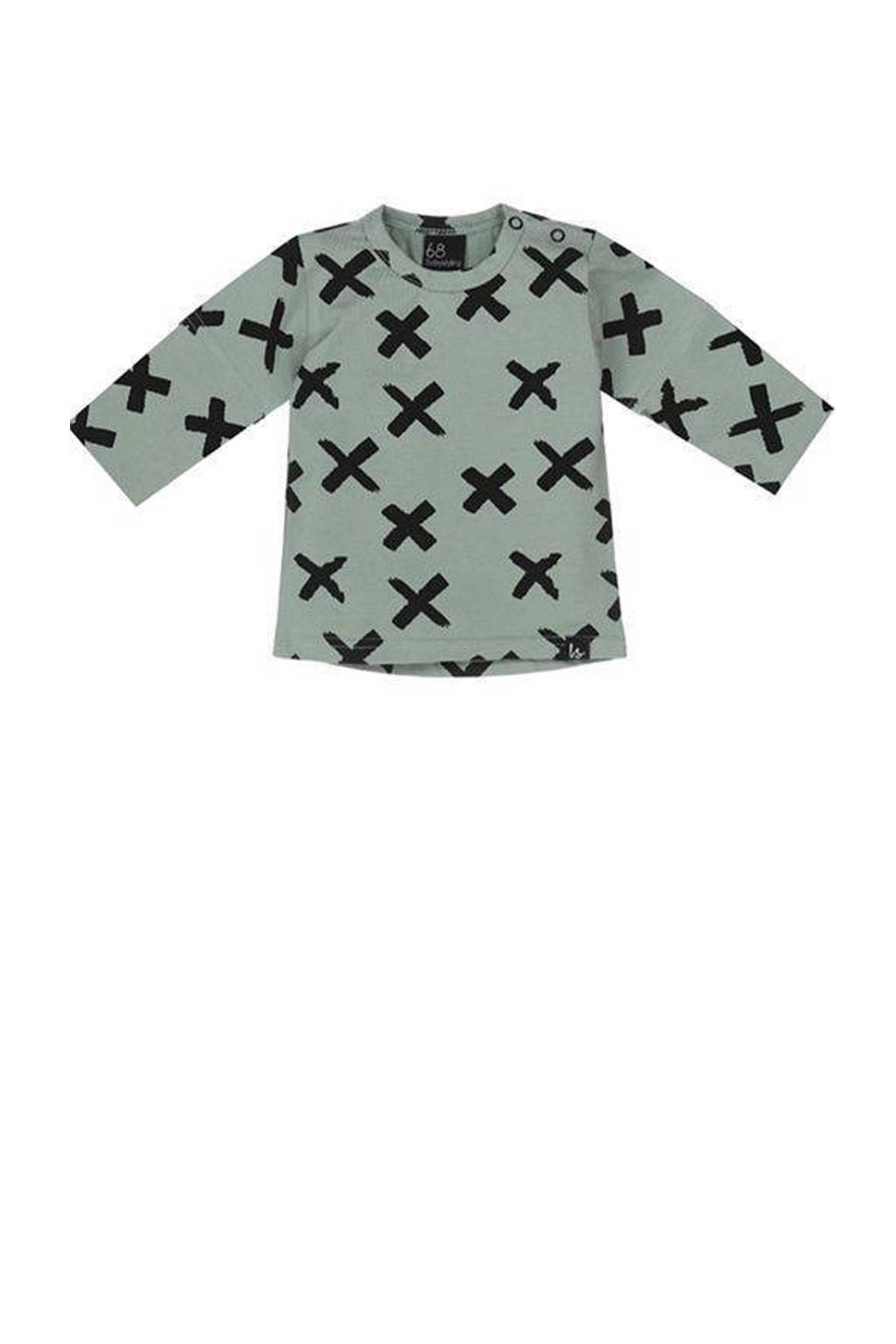 Babystyling longsleeve met all over print grijsgroen/zwart, Grijsgroen/zwart