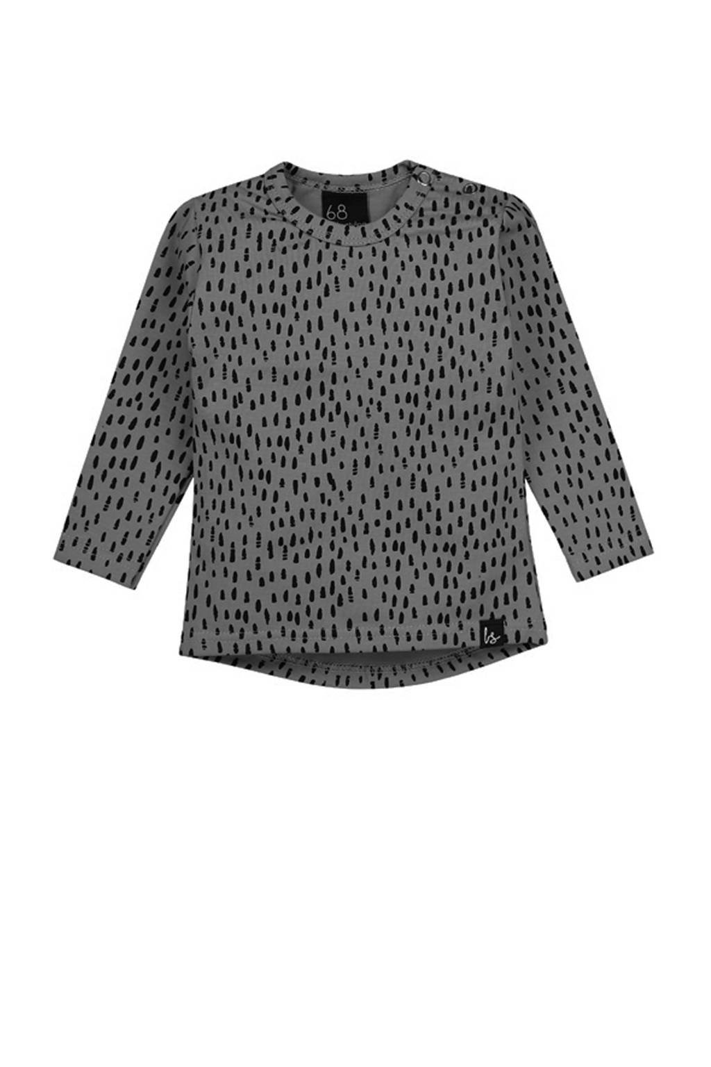 Babystyling longsleeve met all over print grijs/zwart, Grijs/zwart