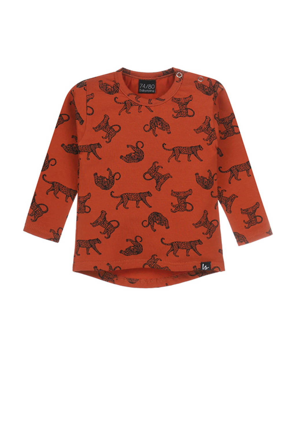 Babystyling longsleeve met dierenprint roest, Roest