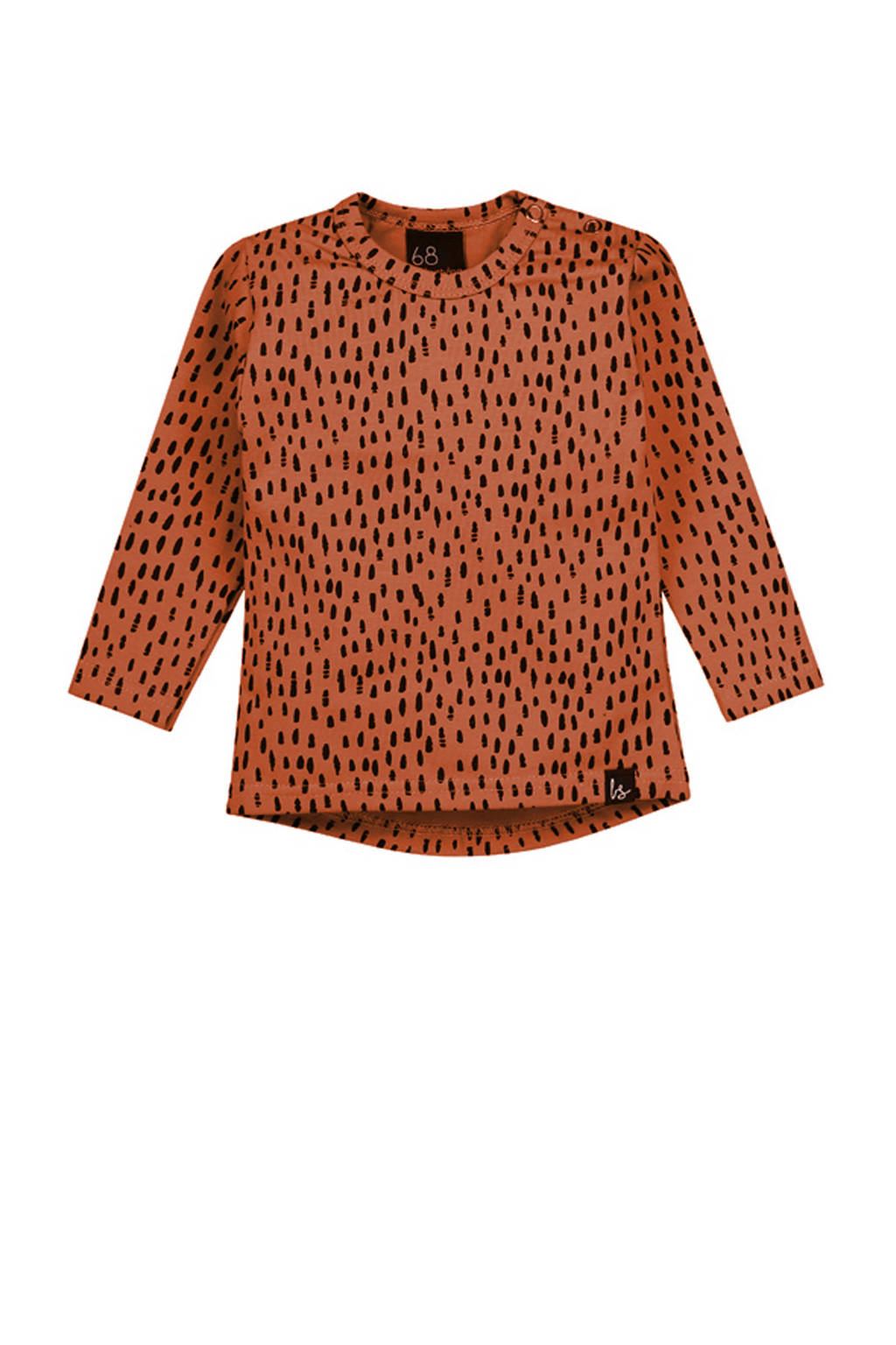 Babystyling longsleeve met all over print bruin/zwart, Bruin/zwart