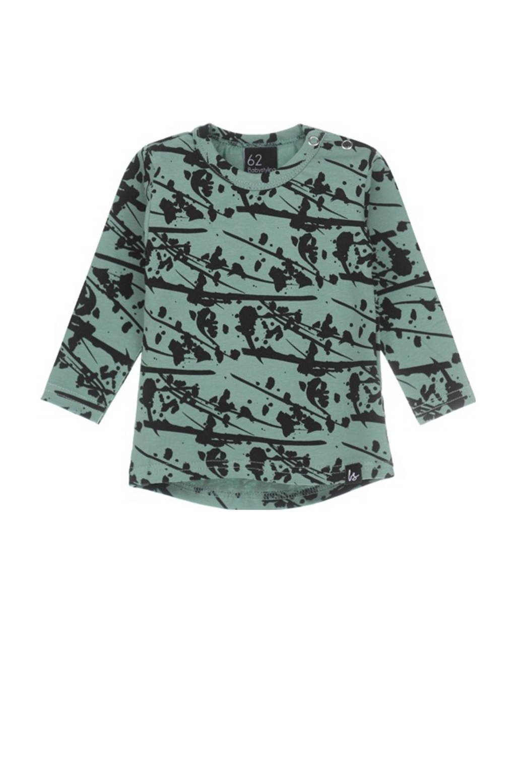 Babystyling longsleeve met all over print petrol/zwart, Petrol/zwart