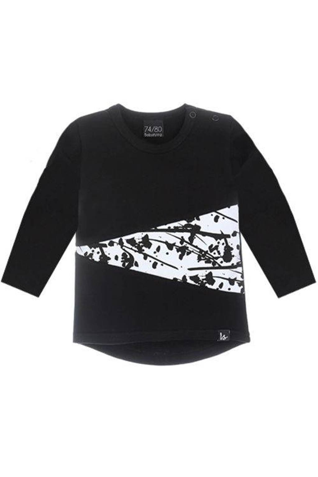 Babystyling longsleeve met printopdruk zwart/wit, Zwart/wit