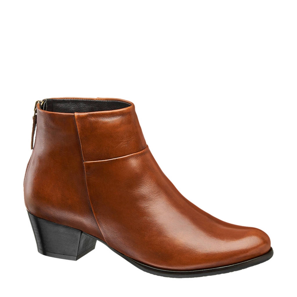 5th Avenue leren enkellaarzen cognac, Cognac