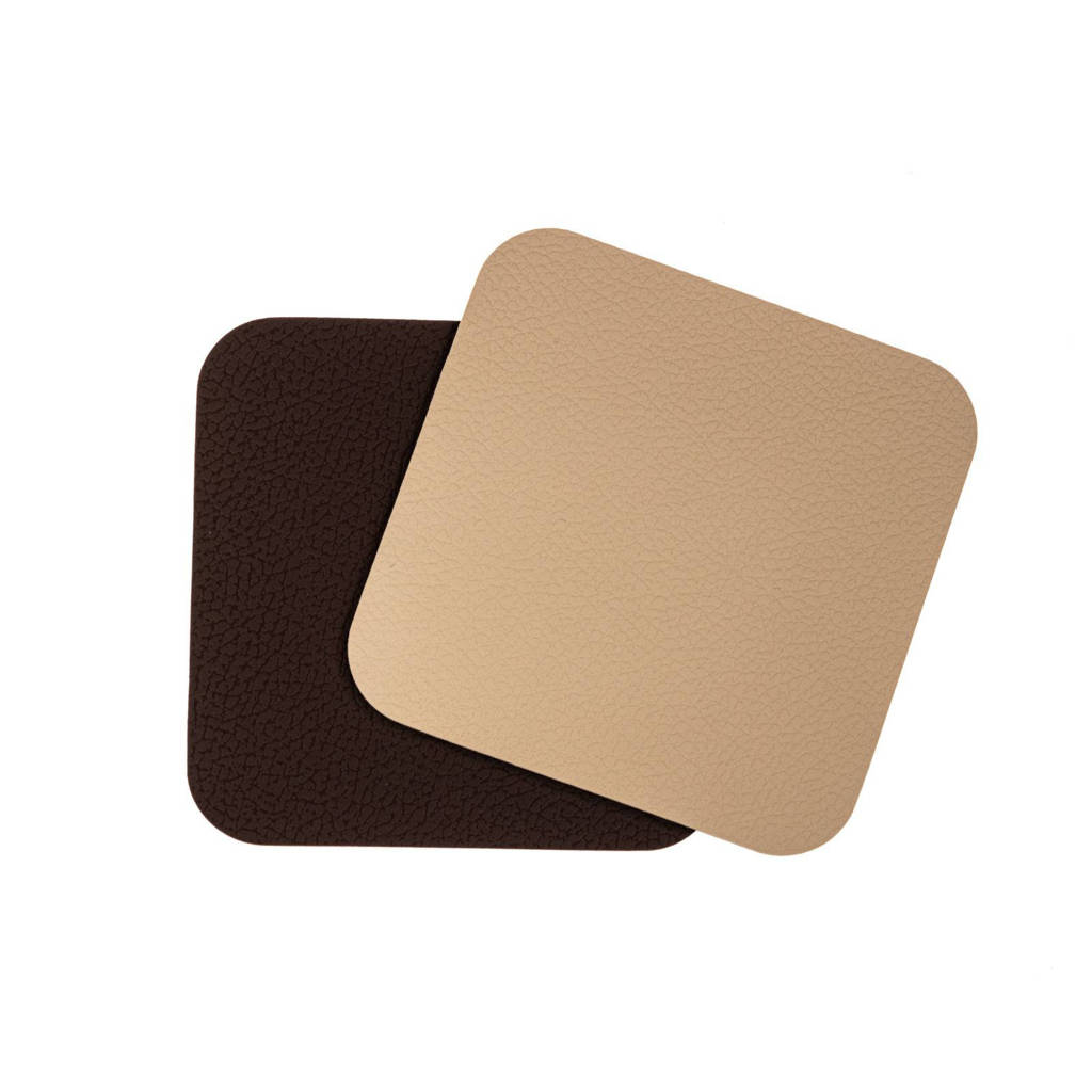 Jay Hill Onderzetters Leer Bruin Zand 10x10 cm) (set van 6), Zwart