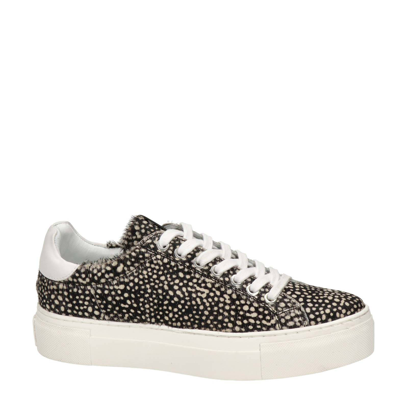 Maruti Ted leren plateau sneakers zwart/wit | wehkamp
