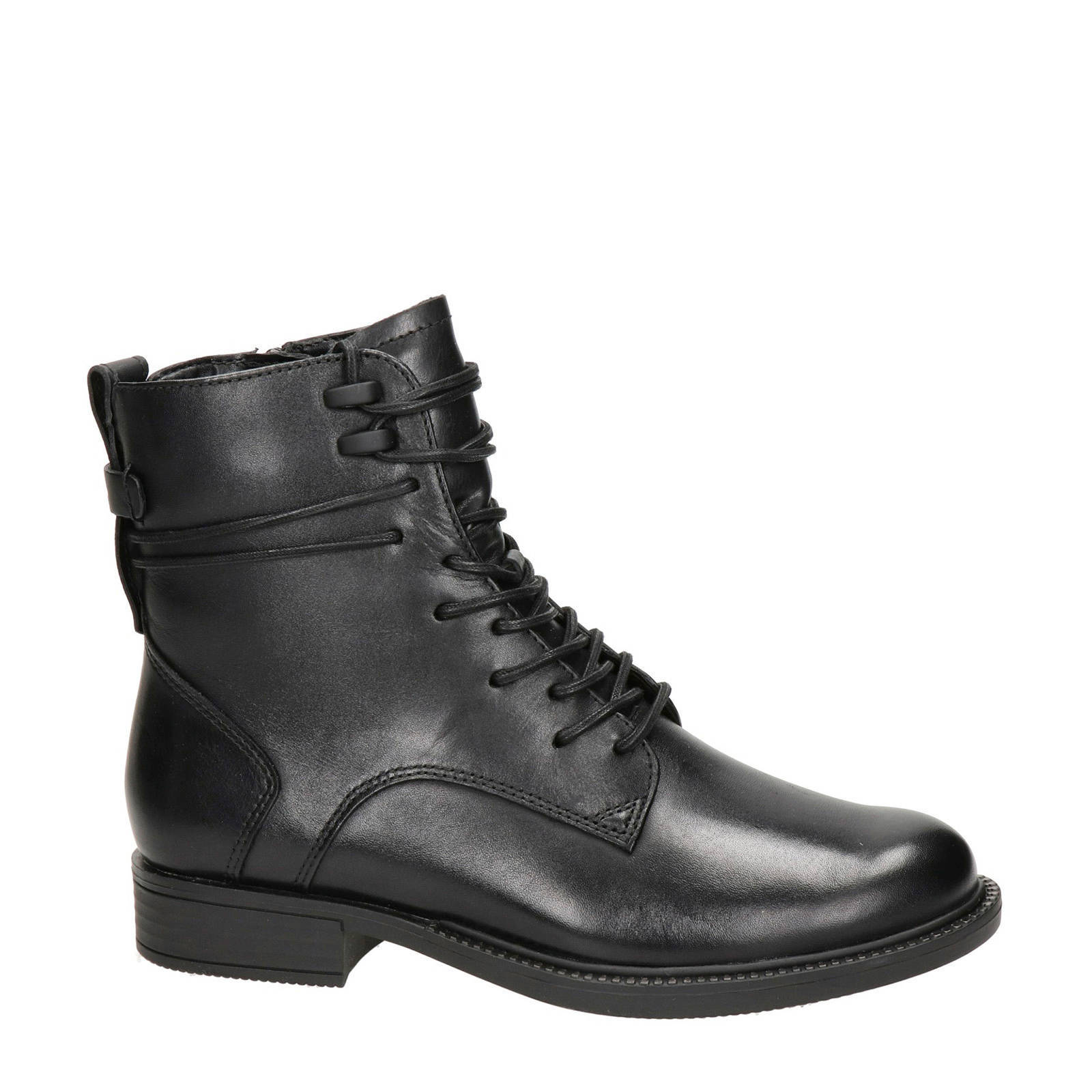Tamaris leren veterboots zwart | wehkamp
