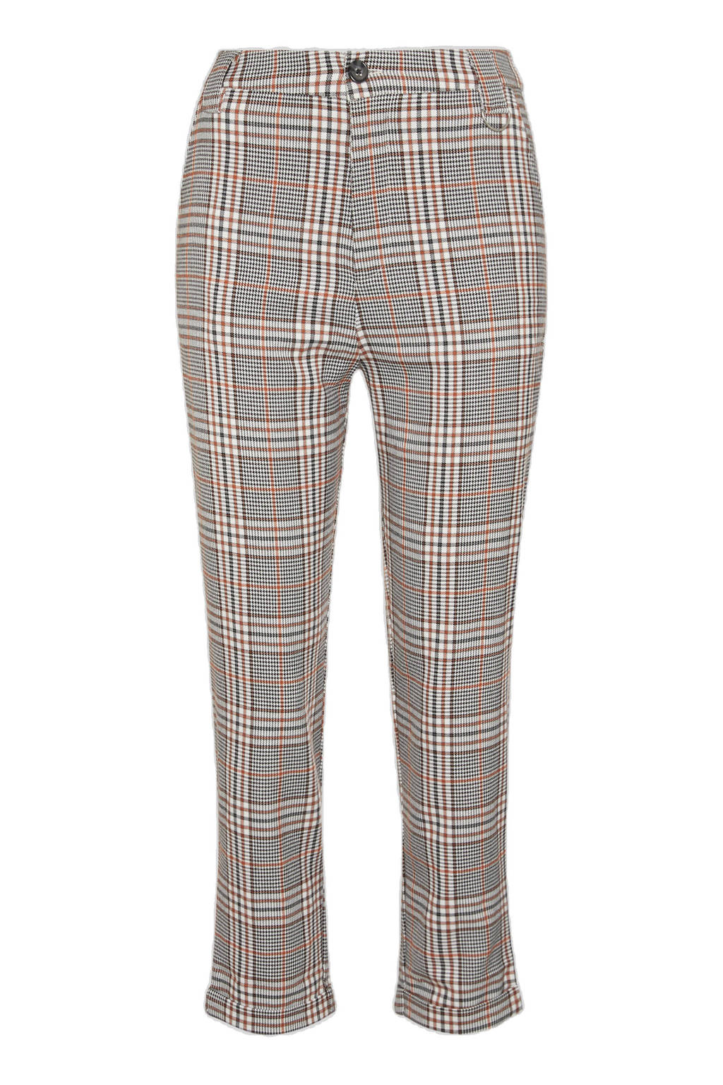 C&A Clockhouse geruite slim fit broek zwart/wit/bruin, Zwart/wit/bruin