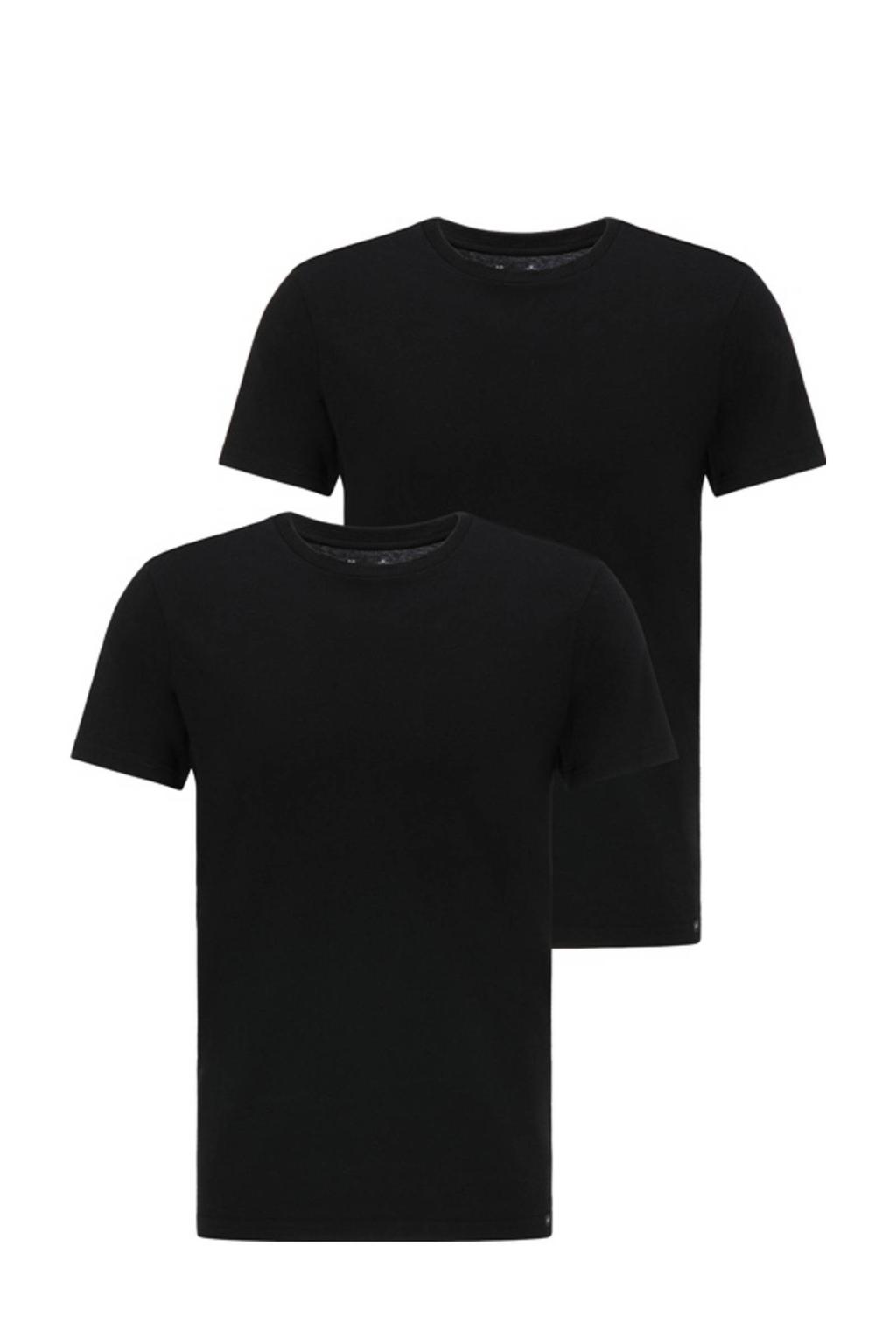 Set van 2 zwarte heren Lee T-shirt van katoen met effen, korte mouwen en ronde hals
