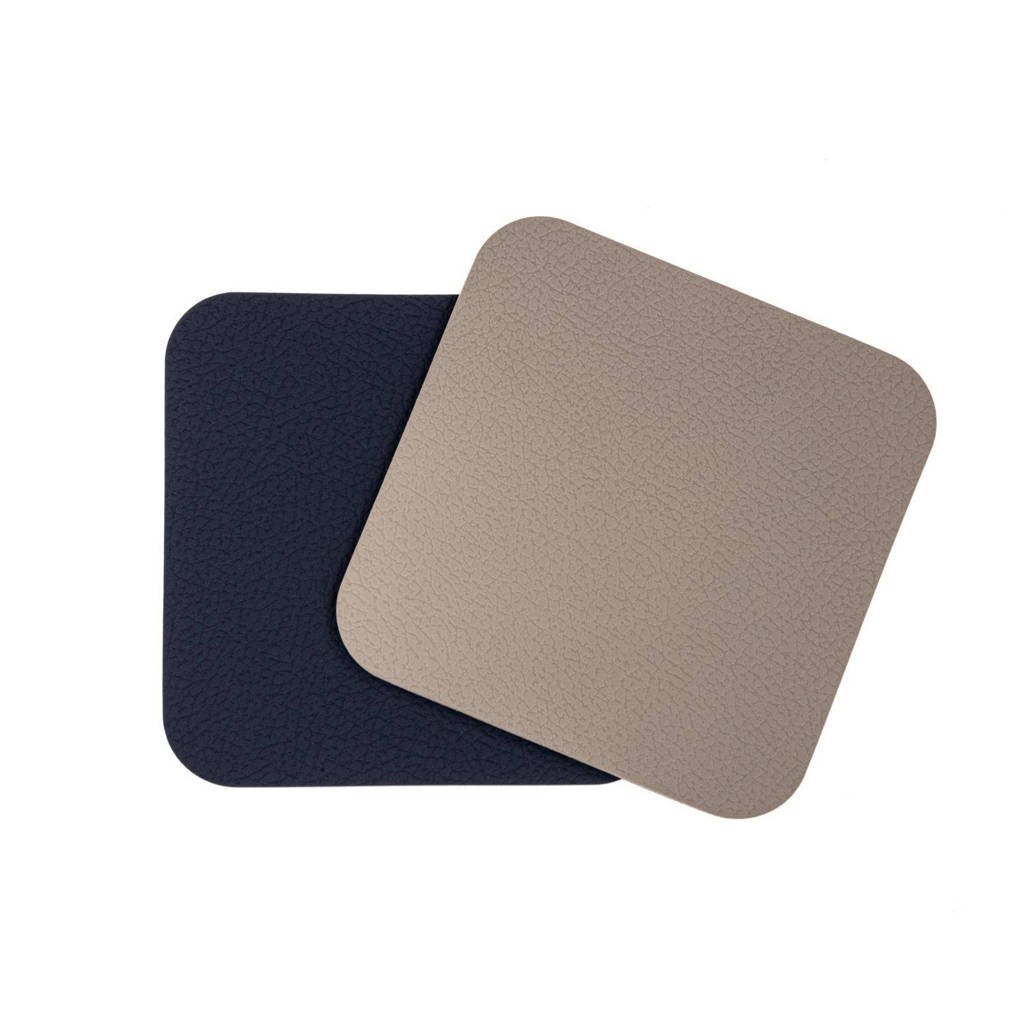 Jay Hill Onderzetters Leer Lichtgrijs Blauw (10x10 cm) (set van 6), Grijs,Blauw