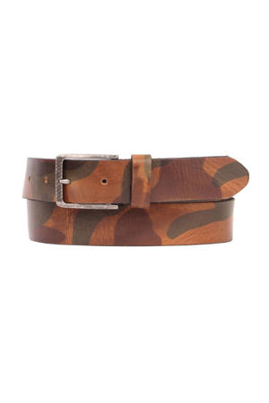 leren riem met camouflageprint bruin