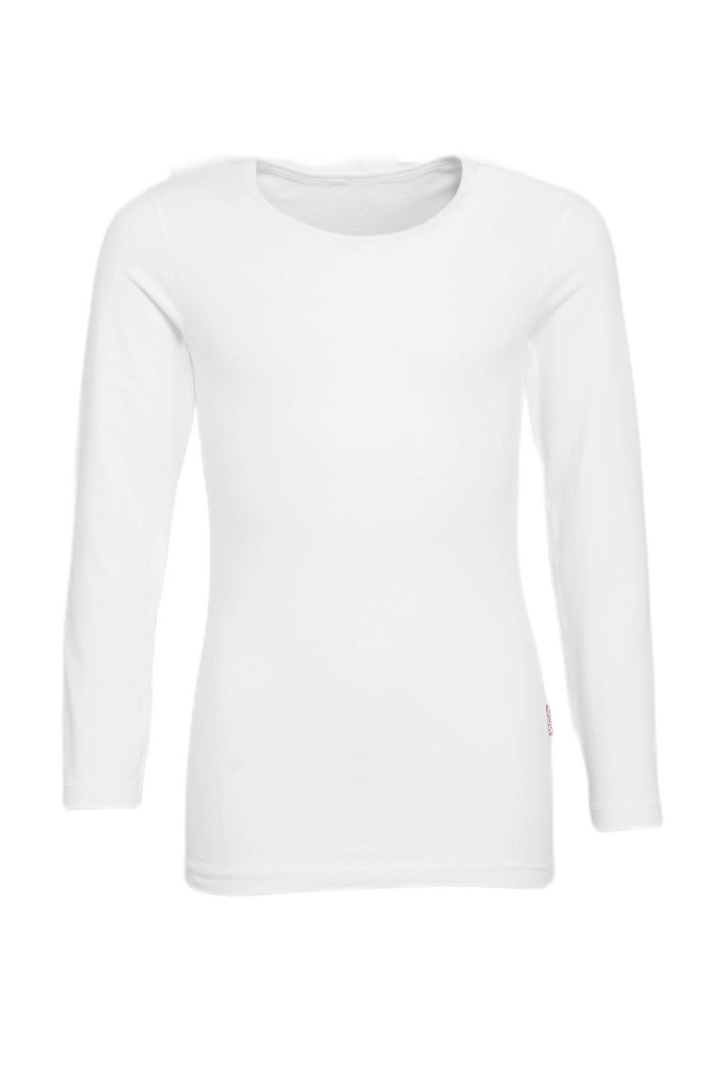 Witte meisjes Claesen's longsleeve van stretchkatoen met effen, lange mouwen en ronde hals