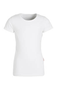 Witte meisjes Claesen's T-shirt van stretchkatoen met korte mouwen en ronde hals
