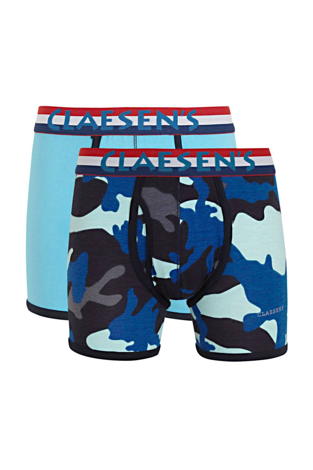Claesen's   boxershort - set van 2 met all over print blauw, Blauw/donkerblauw