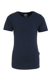 thumbnail: Donkerblauwe jongens Claesen's T-shirt van stretchkatoen met effen, korte mouwen en ronde hals