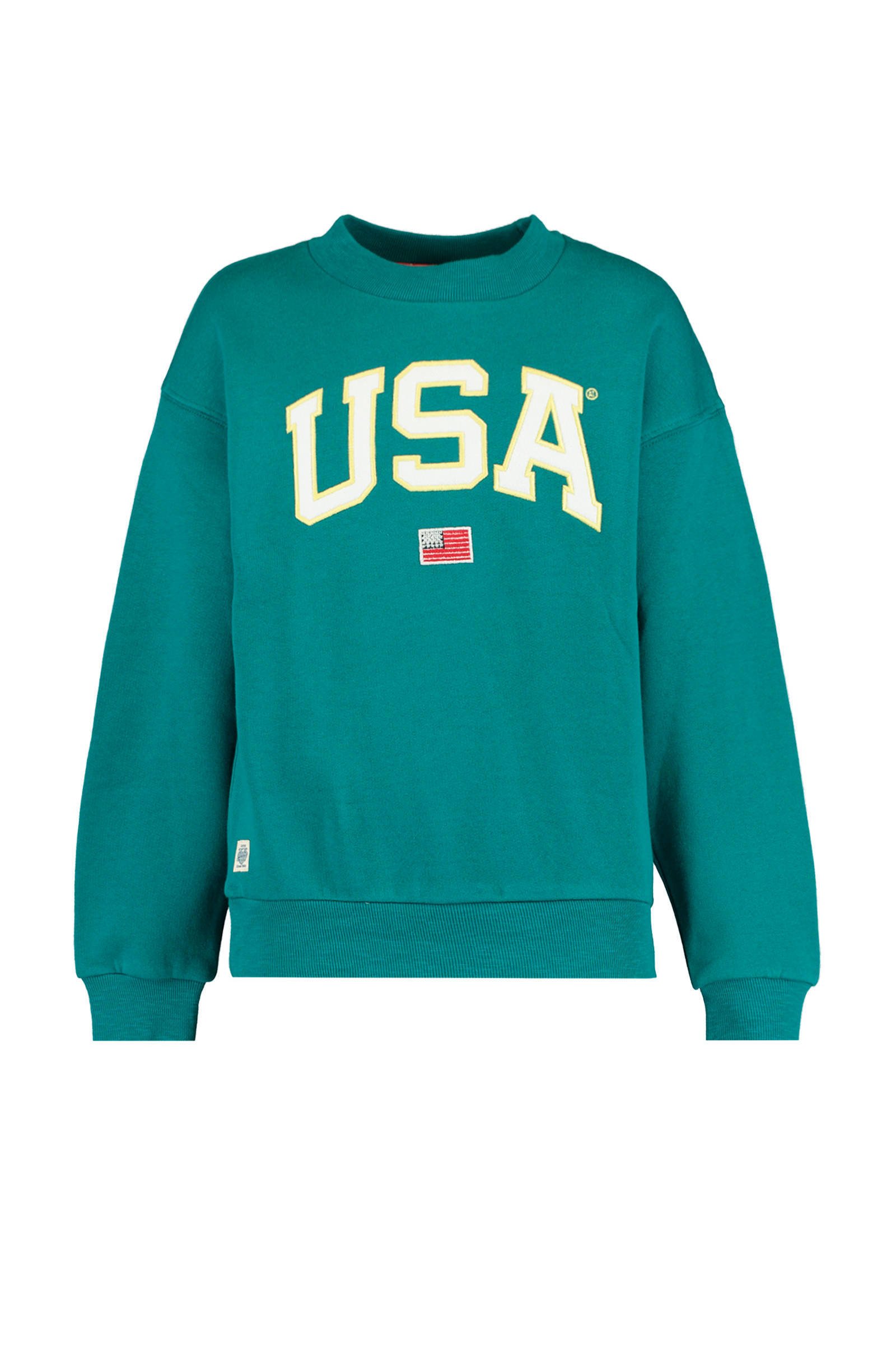 America Today Junior sweater met tekst zeegroenecru | wehkamp America Today sweater met tekst zwartwit | wehkamp