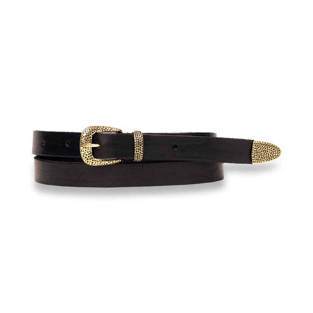 Legend leren riem zwart/goud