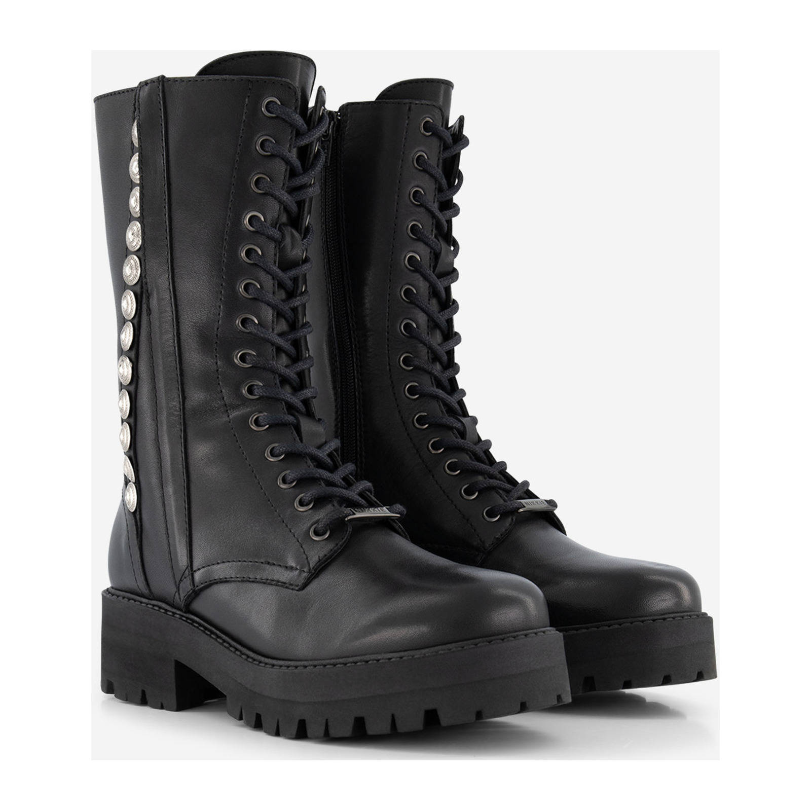 NIKKIE Bridey Boots leren veterboots zwart | wehkamp