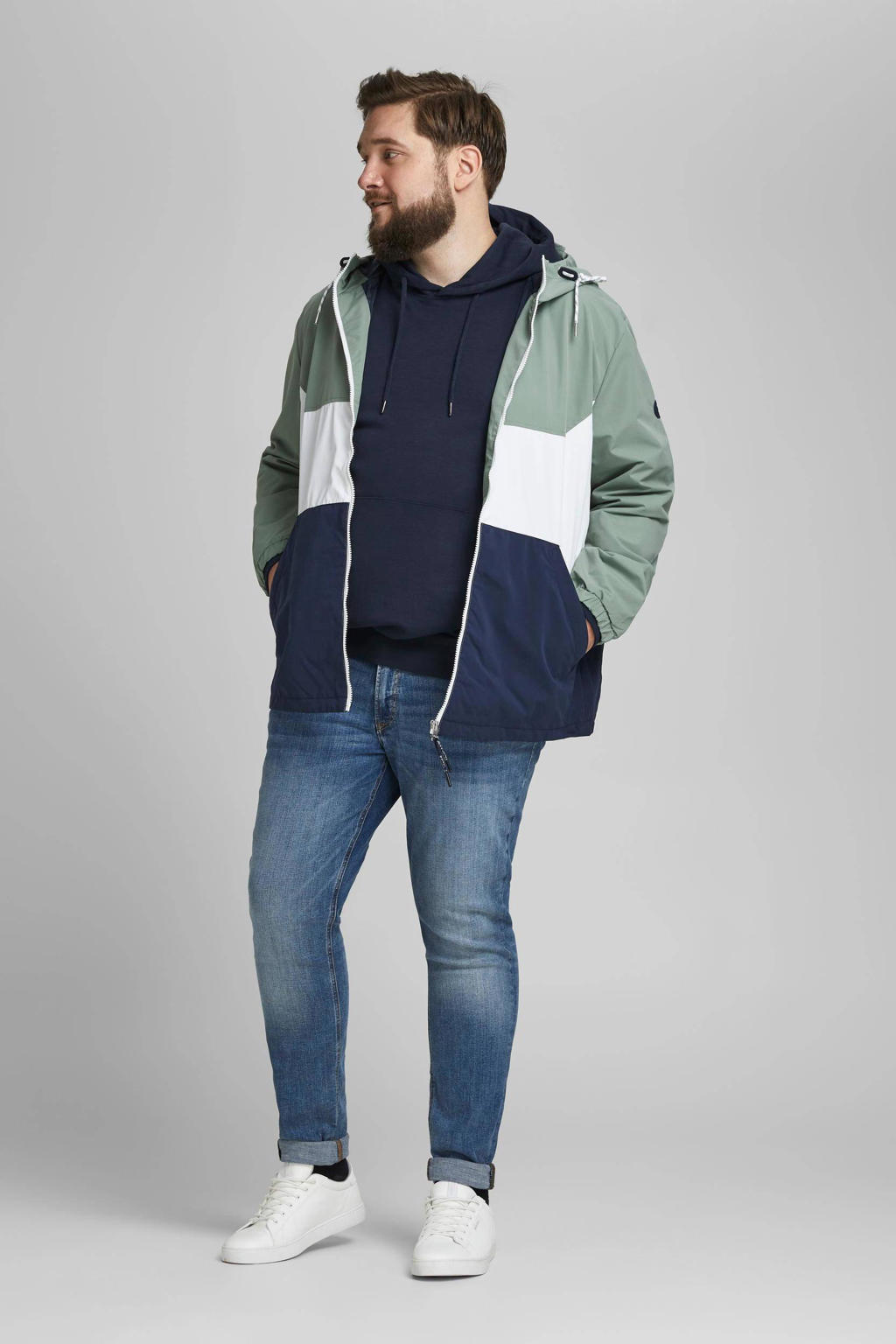 JACK & JONES PLUS SIZE hoodie JJEBASIC Plus Size donkerblauw