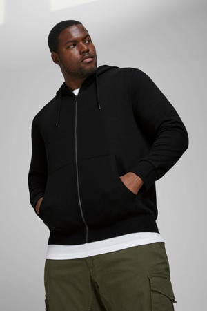 sweatvest JJEBASIC Plus Size zwart