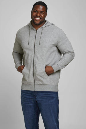 sweatvest JJEBASIC Plus Size grijs melange
