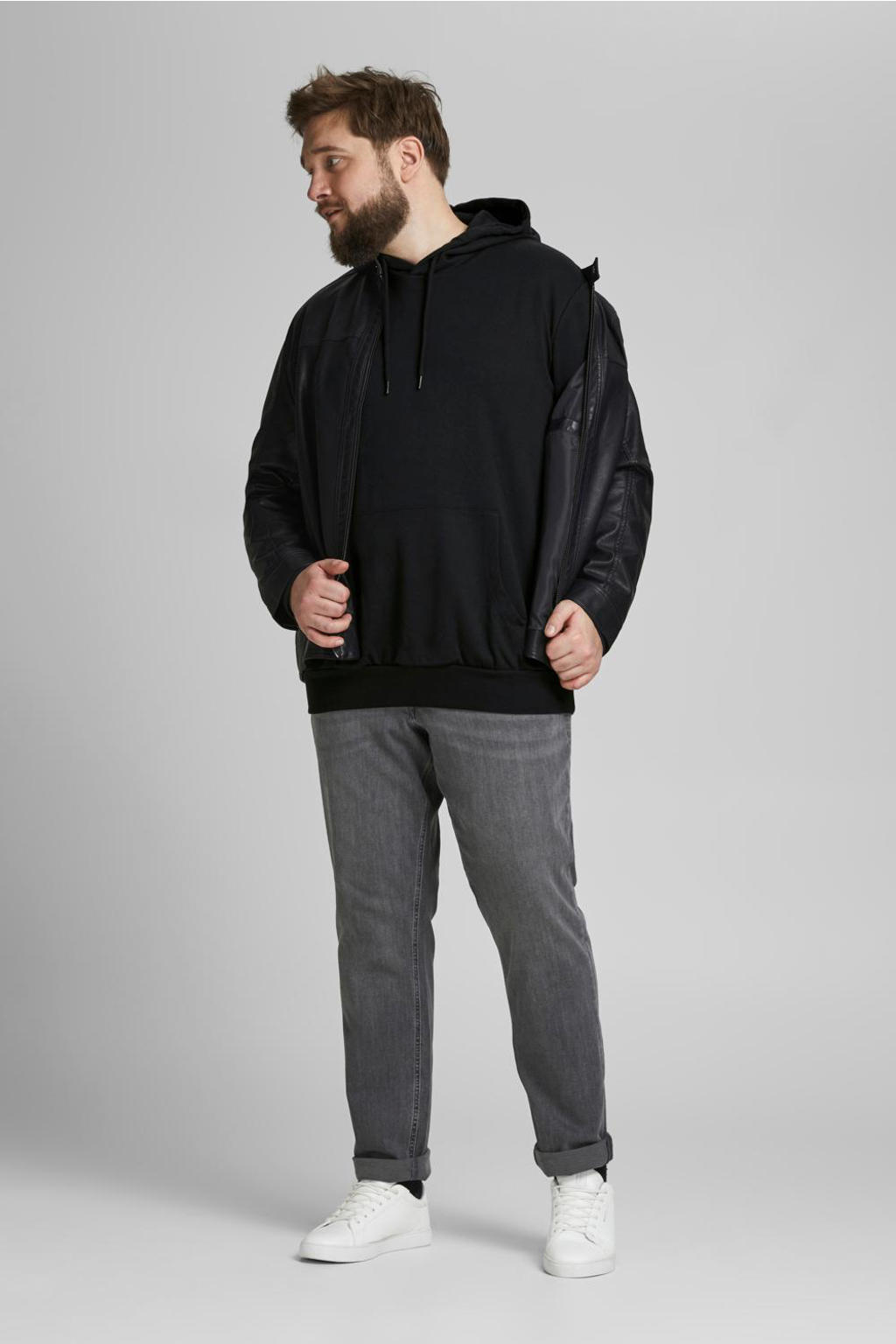 JACK & JONES PLUS SIZE hoodie JJEBASIC Plus Size zwart
