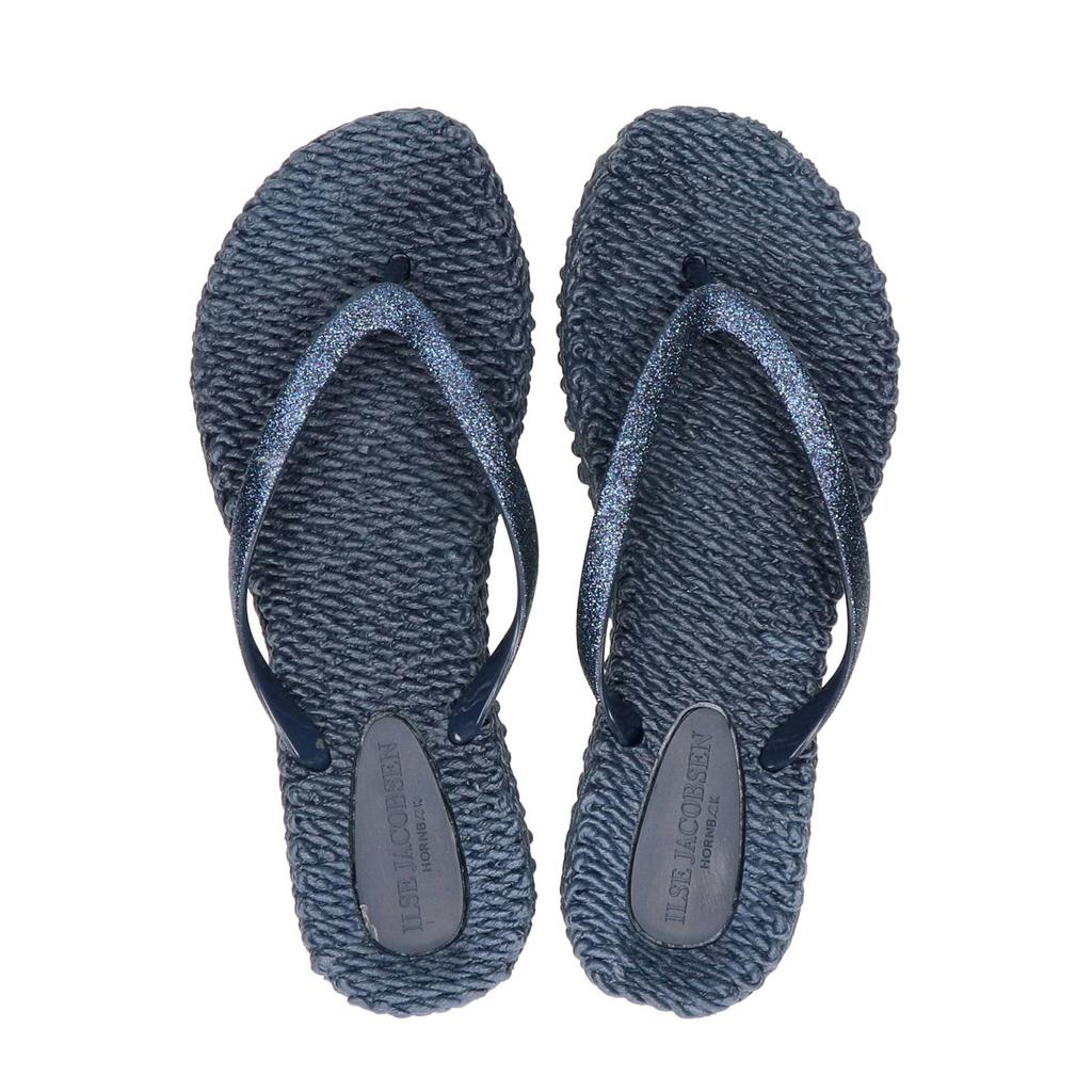 Blauwe dames Ilse Jacobsen Cheerful teenslippers met glitters van rubber
