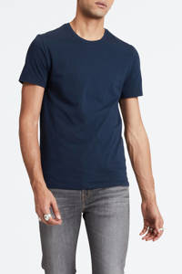 Set van 2 wit en donkerblauwe heren Levi's T-shirt van katoen met korte mouwen en ronde hals