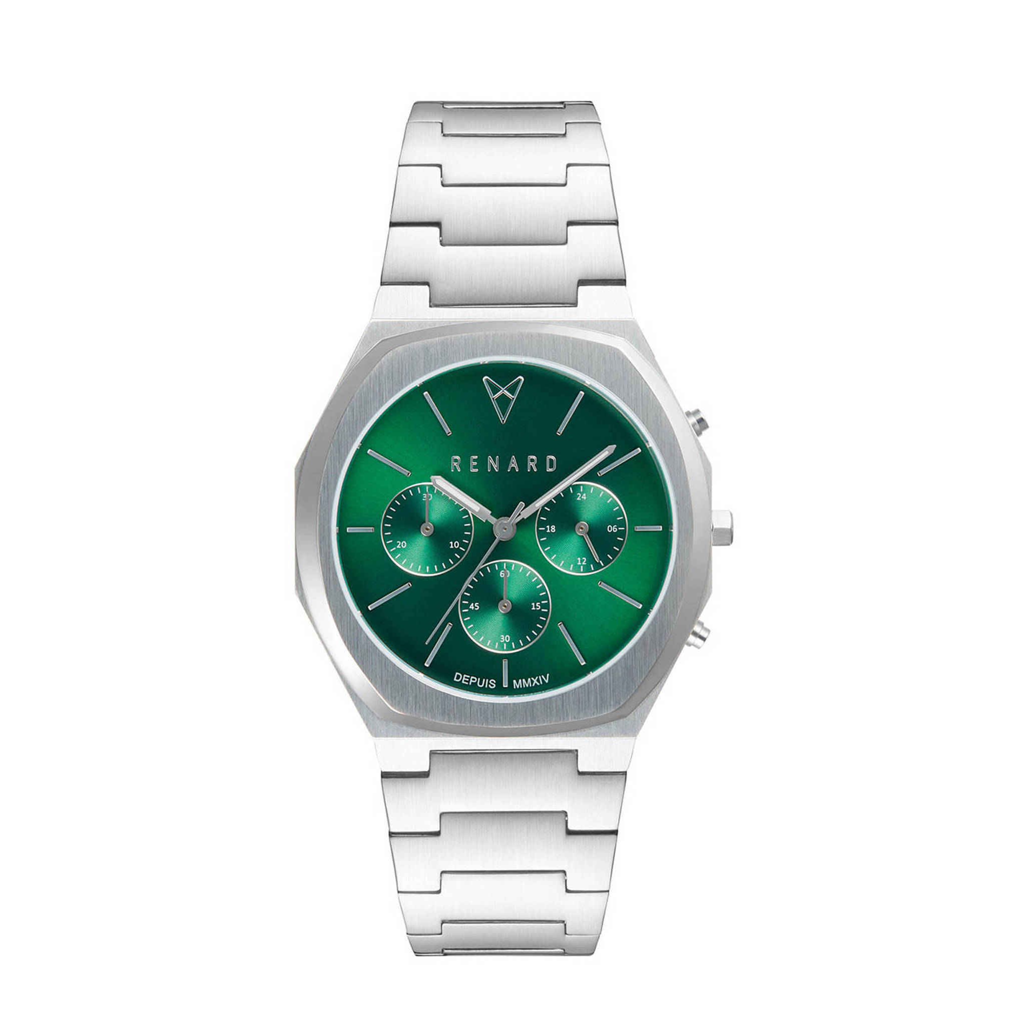 scheren R Goot Renard Empereur 39.0 horloge RD161SS80SS3 zilver/groen | wehkamp