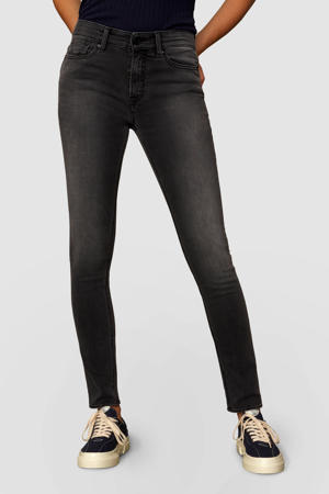 high waist slim fit jeans Juno met biologisch katoen grey used