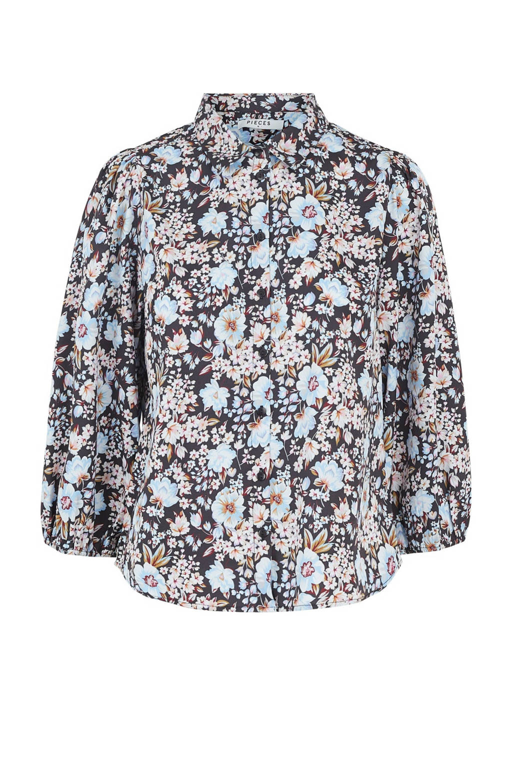 PIECES top met all over print zwart, Zwart