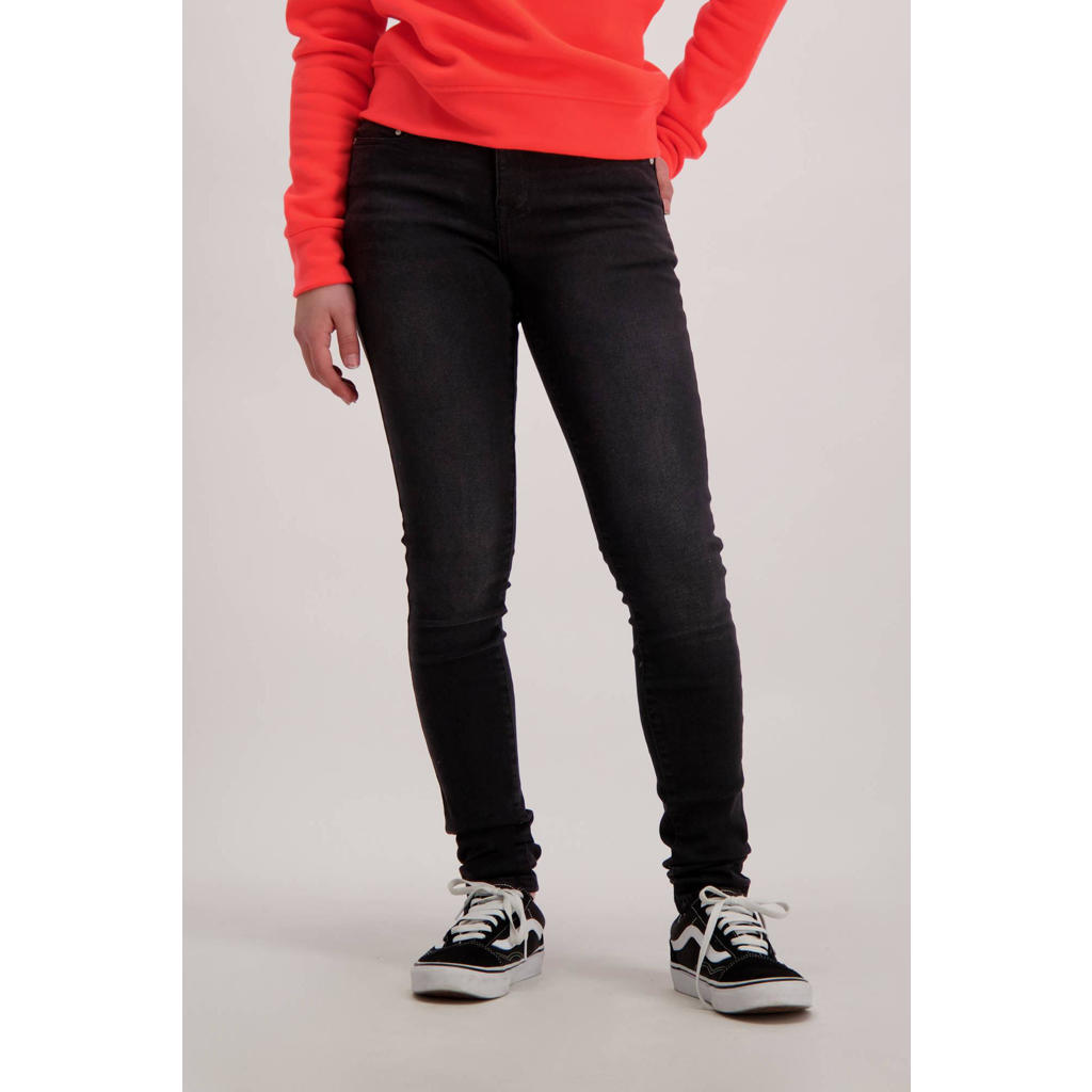 Zwarte meisjes Cars skinny jeans Eliza van stretchdenim met regular waist en rits- en knoopsluiting