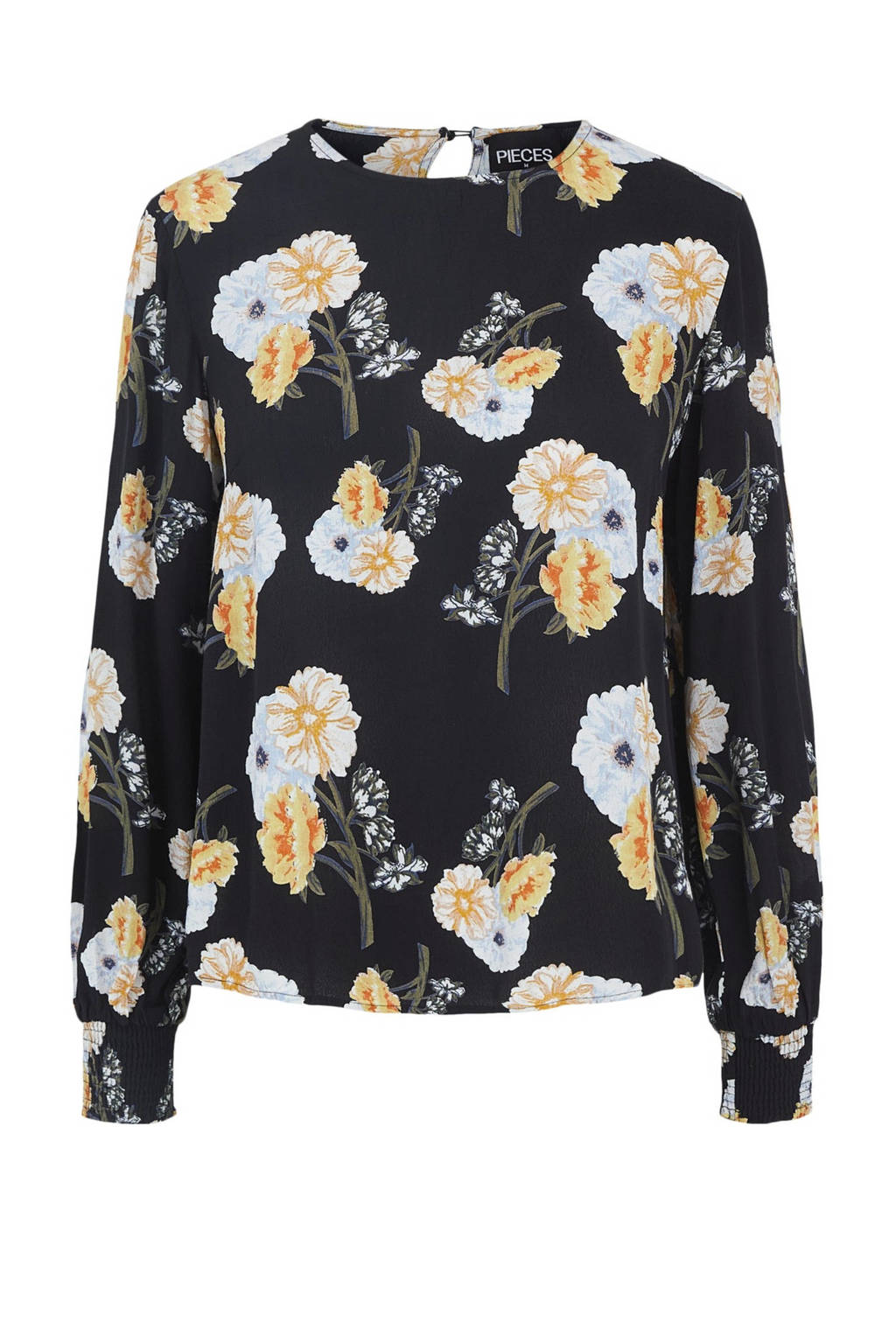 PIECES blouse met all over print zwart, Zwart