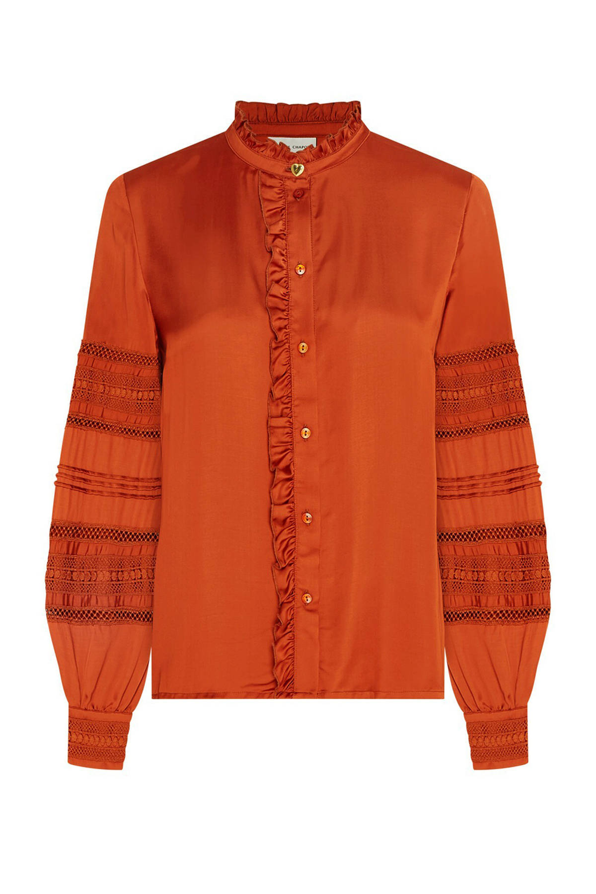 Fabienne Chapot blouse met borduursels oranje online kopen