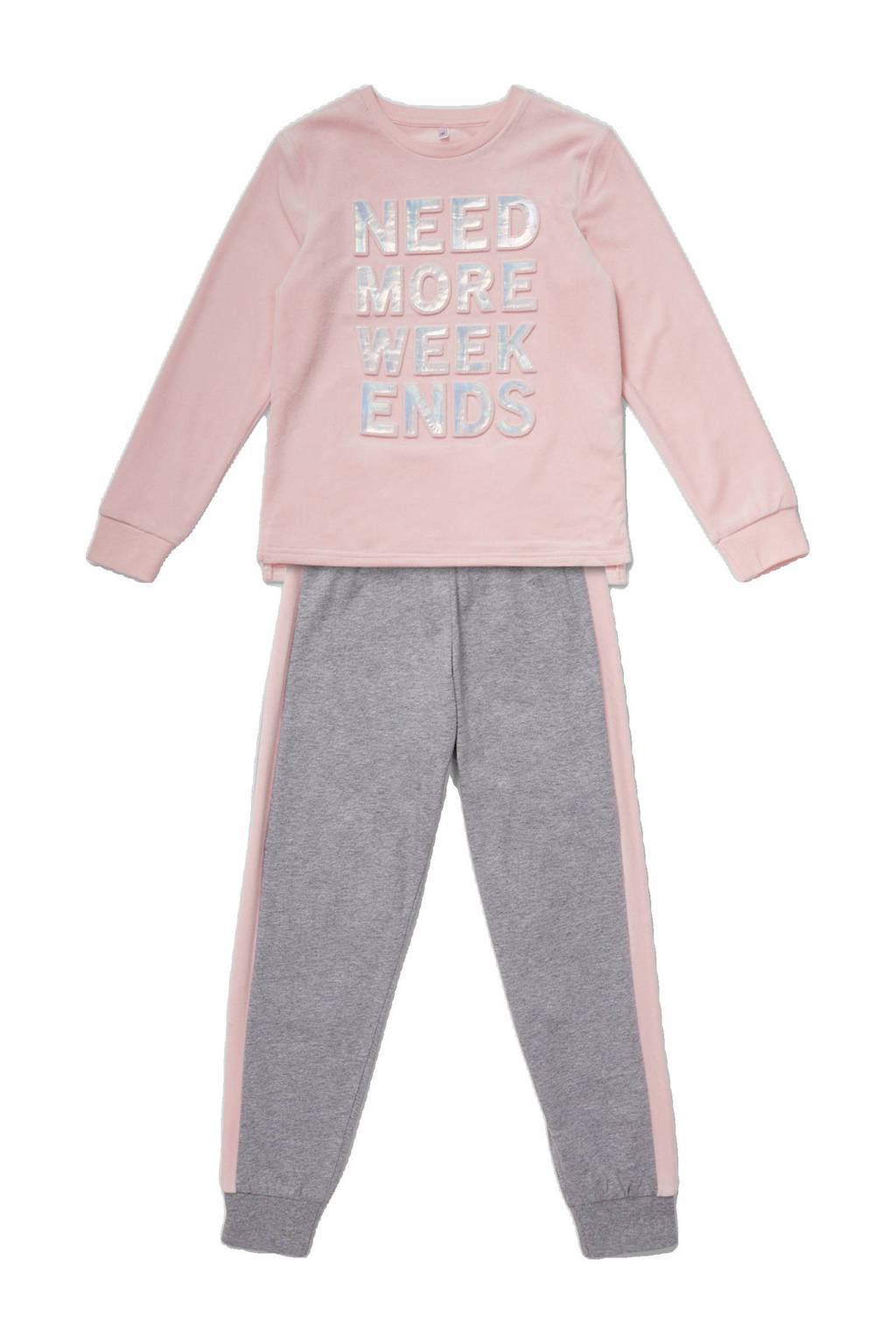 C&A Here & There pyjama roze/grijs melange, Roze/grijs melange