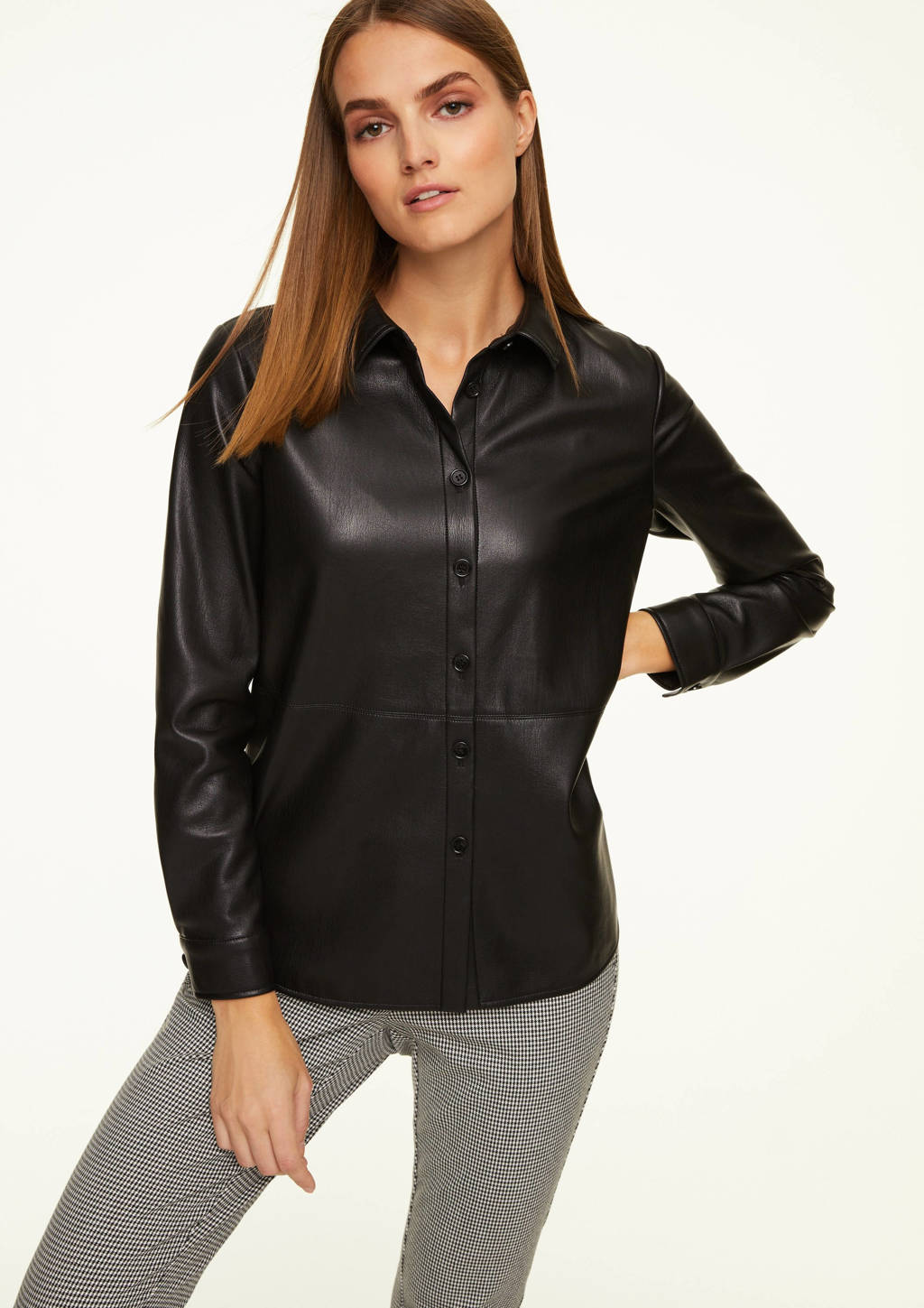 comma casual identity coated blouse zwart, Zwart
