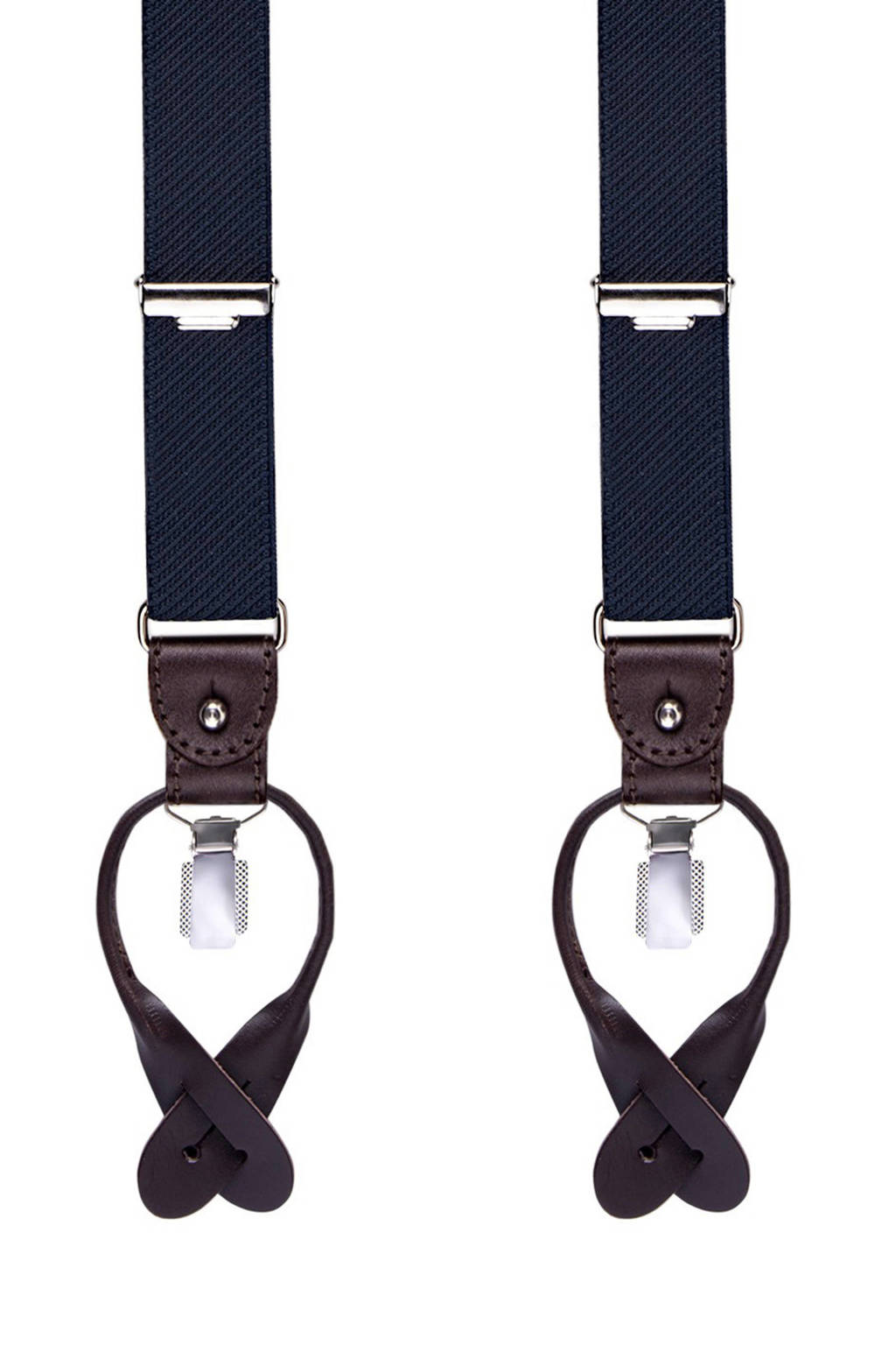 Profuomo bretels donkerblauw/bruin, Donkerblauw/bruin